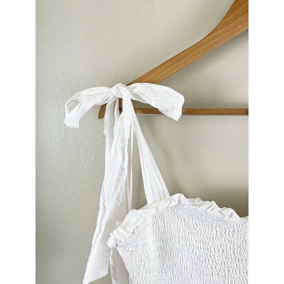 Skies Are Blue Women’s White Eyelet Dress Sz Md Tie Straps Cottage Core Lined - Picture 3 of 12